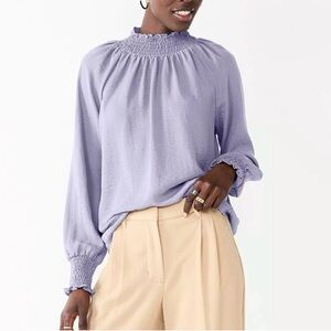 Nine West Light Purple Smocked Blouse